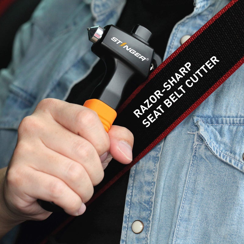 Stinger Super Duty Car Emergency Escape Tool, Hardened Carbon Steel Vehicle Safety Hammer, Spring Loaded Window Breaker, Razor Sharp Seat Belt Cutter, Auto Accident Life-Saving Rescue Tool (Orange) - Image 4